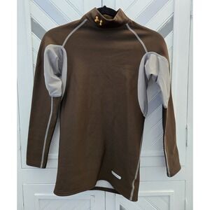 Under Armour‎ Youth M Brown Gray Metal Mock Neck Fleece Lined Compression LS